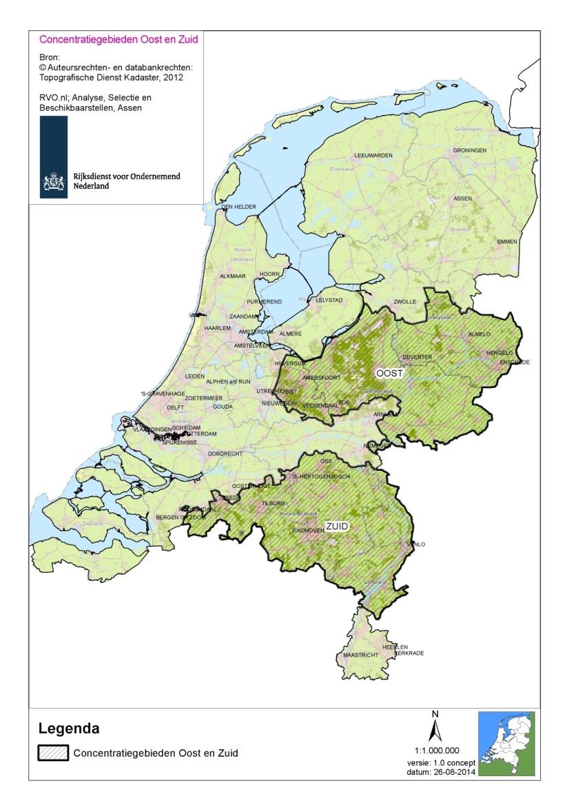 2 Bepaling van de bedrijven in de regio s Op basis van postcodes heeft de Rijksdienst voor Ondernemend Nederland (RVO) bedrijven en het land, dat die bedrijven in gebruik hebben, toegedeeld aan de