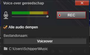 voice-over het commentaar. 1 Selecteer de track waarvan je het audiosignaal wilt dempen op de tijdlijn(verlagen) 2 Klik dan op de Audio Ducking knop op de werkbalk.