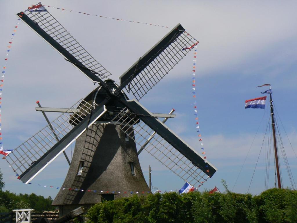 Feest op De Rietvink? Op 30 mei was De Rietvink plotseling feestelijk versierd. Voor wie het toevallig gezien heeft: molen De Bente in Dalen stond er eveneens feestelijk bij.