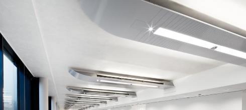 Laag elektrisch vermogen van de ventilatoren Klimaatbalken (verwarming/koeling): N Een deel van de koude/warmte wordt aangevoerd door