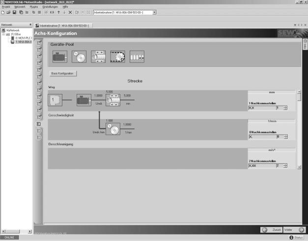 Inbedrijfstelling Beschrijving van de software voor inbedrijfstelling en de parameters I 0 5 Voorbeeld Ga als volgt te werk om gebruikerseenheden in te stellen die afwijken van de basisconfiguratie.