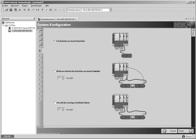 5 I 0 Inbedrijfstelling Beschrijving van de software voor inbedrijfstelling en de parameters Verloop van een volledige inbedrijfstelling: Systeemconfiguratie Afbeelding 65: systeemconfiguratie