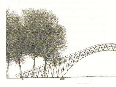 Landschapsarchitect Michael van Gessel ontwierp een tien meter hoge brug die de historische looproute weer moet herstellen.