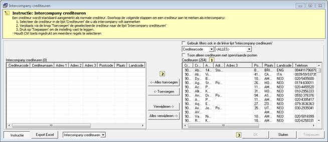 34 4.4.1 Handleiding d-basics Aanwijzen intercompany crediteuren Menu opties: 'Beheer', 'Crediteuren', 'Intercompany crediteuren' Deze functionaliteit is onderdeel van de d-basics RAM module waarmee