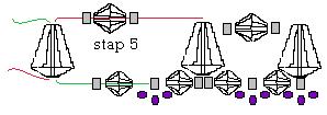 -stap 6- Wanneer je de laatste cone hebt aangeregen, eindig je deze precies zoals je bent begonnen door de laatste seedbead 11/0 aan de onderkant