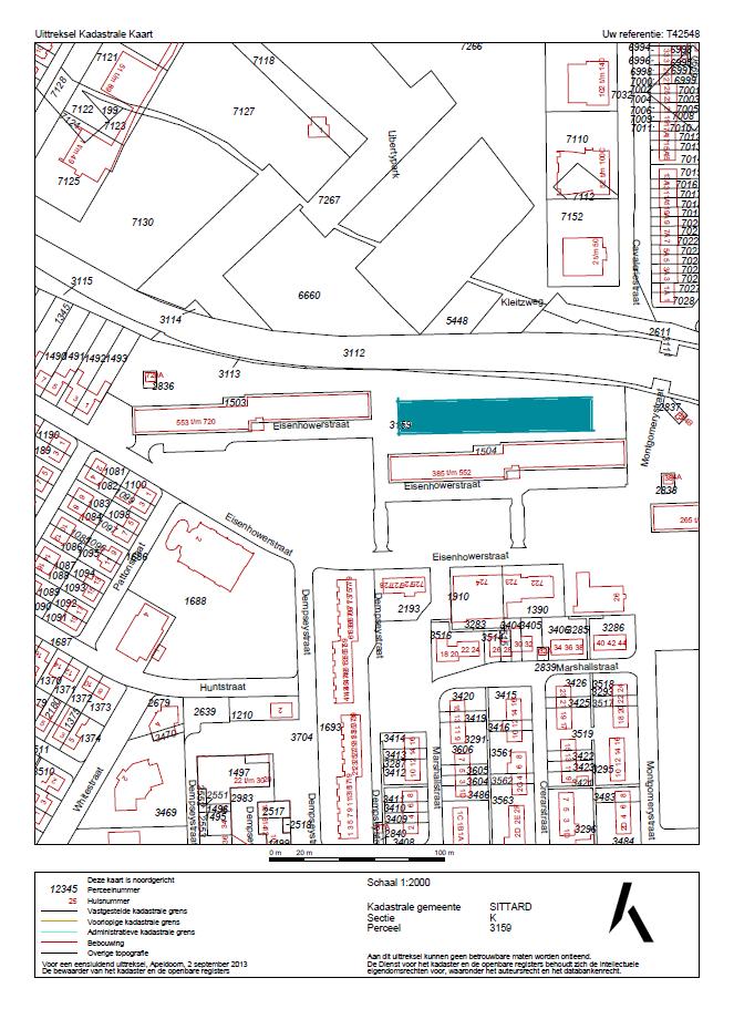 Kadaster Adres: Eisenhowerstraat Gemeente: Sittard Sectie & complexnummer: K 3162 Indexnummer: A667 Eigendom: