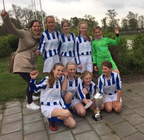 Schoolvoetbaltoernooi 2017. Meisjesteam van onze school na weergaloze voetbalshow meer dan terecht kampioen.