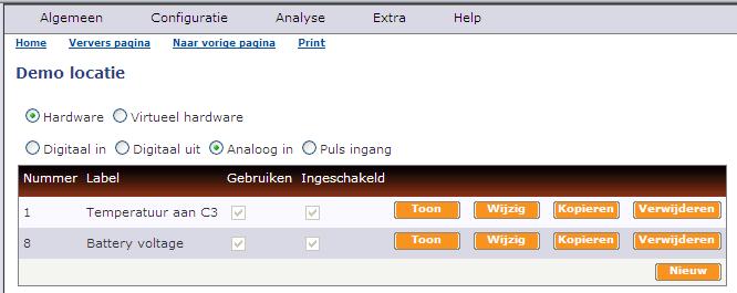 Let op dat men dus niet op de hoofdnode gaat staan in de navigatiebalk. Voor een sensor op de wireless module gaat men naar Configuratie Hardware Xbus Xbus datapunten.