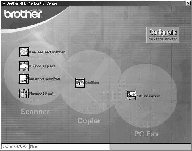 13 Het Brother Control Centre voor Windows (alleen bij gebruik van Windows ) Brother Control Centre Het Brother Control Centre is een softwaretoepassing die op het scherm van uw pc verschijnt wanneer