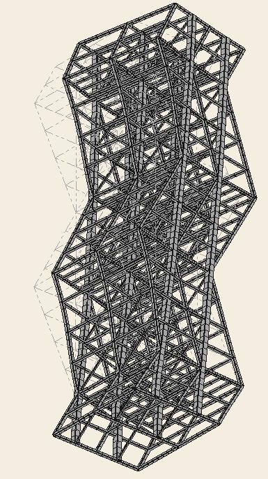 Bij éénzijdige windbelasting is de constructie onderhevig aan torsie (Figuur 4-69). Beide varianten reageren hetzelfde op deze belasting.