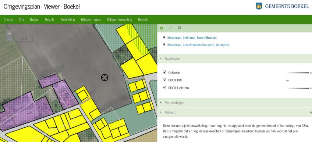 Kadastrale gegevens Gemeente Sectie Nummer Omschrijving Oppervlakte BOEKEL F 1409 ged. Landbouwgrond Circa 03.37.90 ha BOEKEL O 188 Landbouwgrond 00.22.95 ha BOEKEL O 324 Landbouwgrond 00.34.