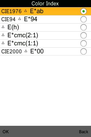 Kleurindex selectie