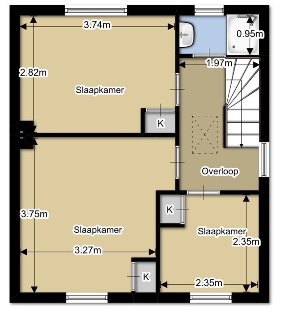 Plattegrond eerste verdieping De tekening is met zorg samengesteld.