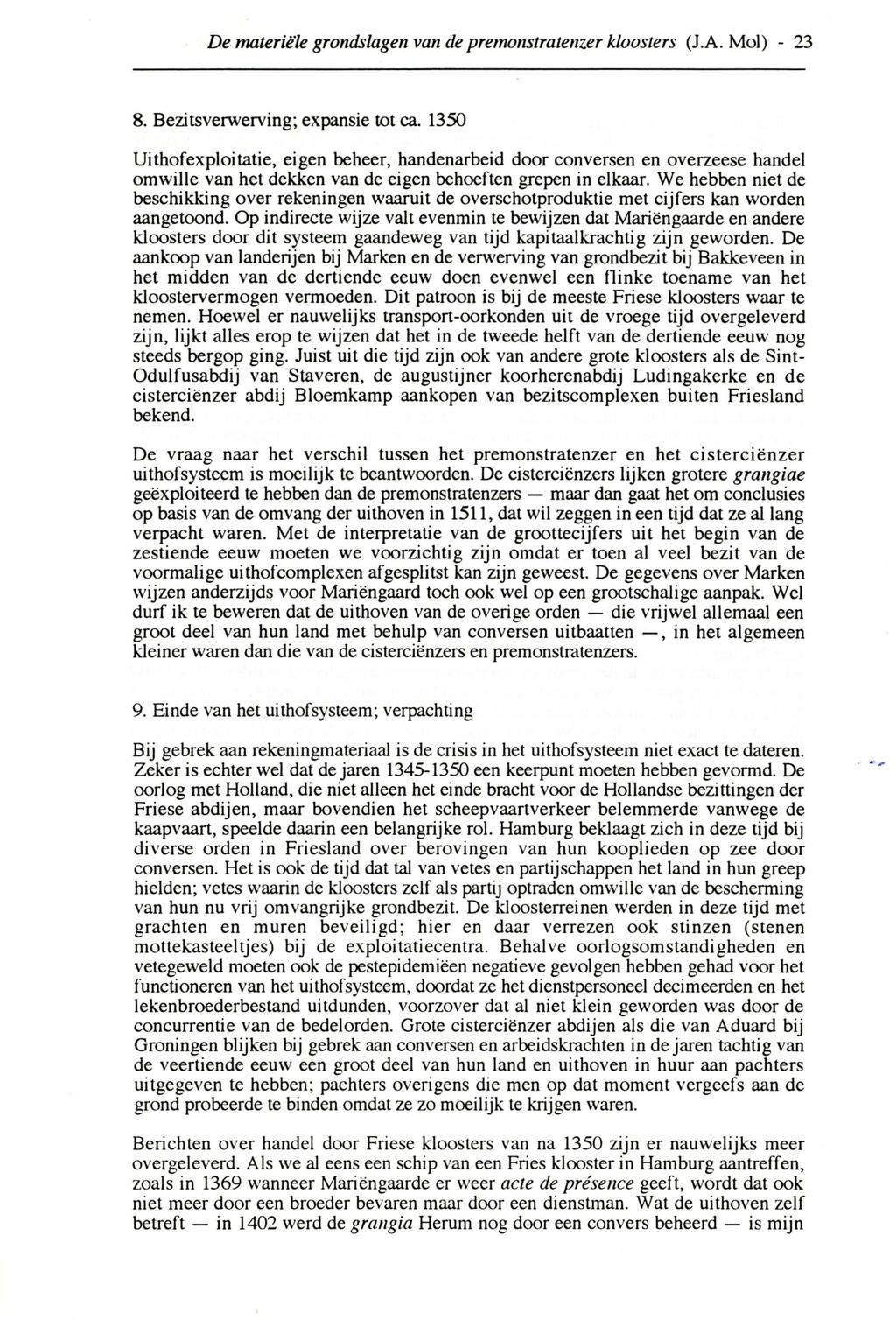 De materiële grondslagen van de premonstratenzer kloosters (J.A. Mol) - 23 8. Bezitsverwerving; expansie tot ca.