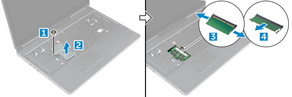 De secundaire-geheugenmodule verwijderen 1 Volg de procedure in Voordat u in de computer gaat werken.