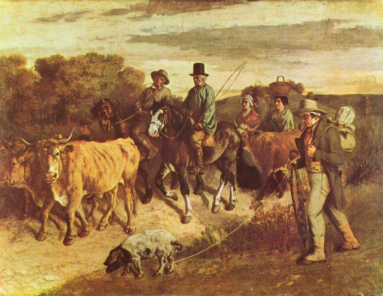 Boeren van Flagey keren van de markt terug Gustave Courbet,