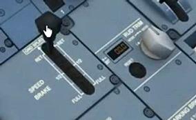 De flight director, de groene kruislijnen geeft ons aan dat we naar links moeten en dat de neus omlaag moet.