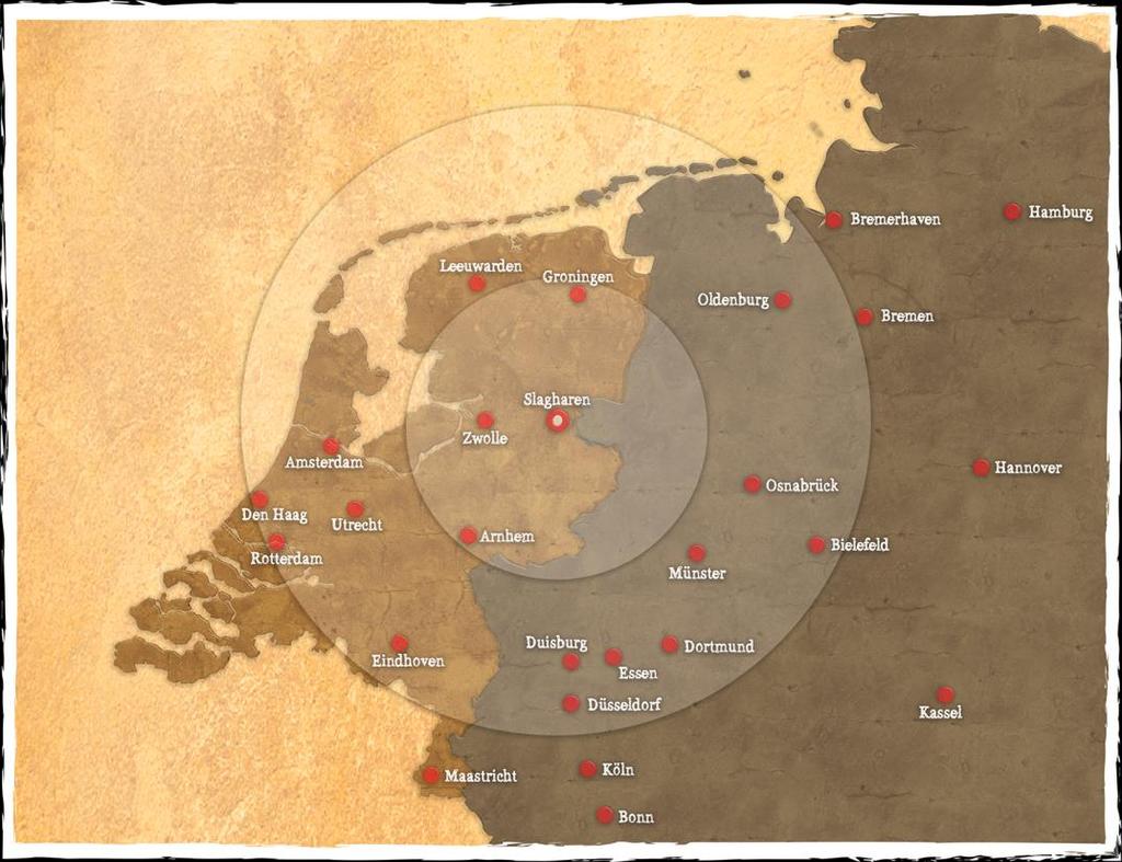 Routebeschrijving Op slechts 1,5 uur rijden vanaf de Randstad ligt Attractie- & Vakantiepark Slagharen. Vanuit een groot deel van Nederland zijn we goed te bereiken.