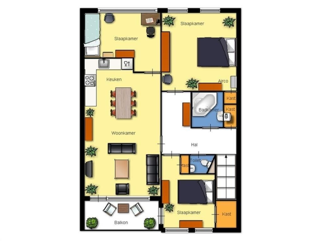 Zeer grote slaapkamer aan achterzijde (voorheen twee kamers) met grote tuimelramen en tapijt (circa 15,5 m²) voorzien van een op afstand bedienbare split-level airconditioning en een inbouwkast.