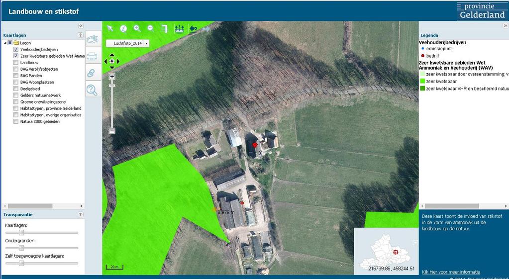 5. Beoordeling ammoniak 5.1 Toetsing ammoniak // ligging Wav-gebieden De ammoniakemissie van een veehouderij dient getoetst te worden aan het gestelde in het Activiteitenbesluit (artikel 3.113 en 3.