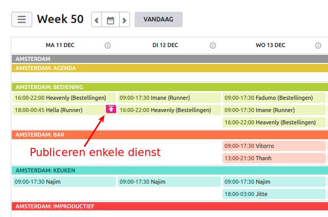 3.2 Enkele diensten publiceren Als je in het reeds gepubliceerde rooster nog wijzingen maakt, kun je deze ook los publiceren.