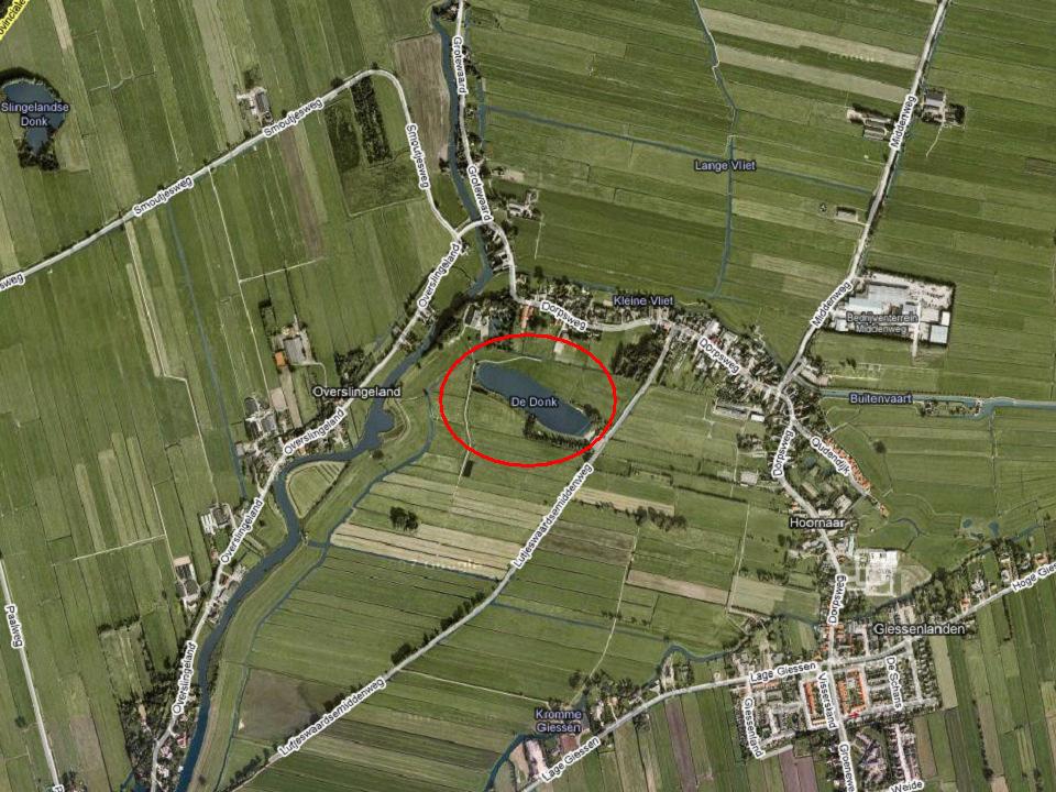 3. Gebiedsbeschrijving Den Donk 3.1 Algemeen Den Donk is een recreatieplas van ongeveer 2,4 ha groot en ligt net buiten de plaats Hoornaar in de Alblasserwaard.