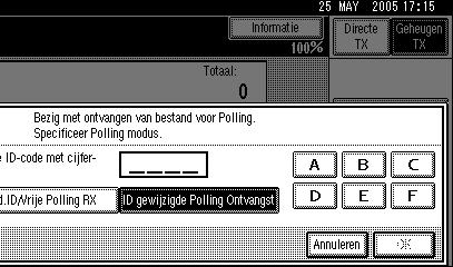 Polling ontvangst Met het Polling-Verzendingsrapport kunt u controleren of Polling- Ontvangst heeft plaatsgevonden. Zie Pag.16 Polling-ontvangst resultaatrapport.