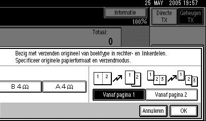 Sub-verzendmodus E Selecteer [Vanaf pagina 1] of [Vanaf pagina 2] en druk vervolgens op [OK].