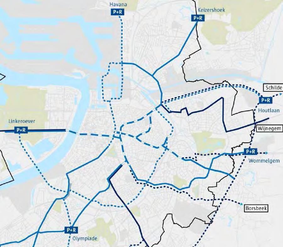 Bovenlokaal tramnet (Bron: Mobiliteitsplan 2020 2025