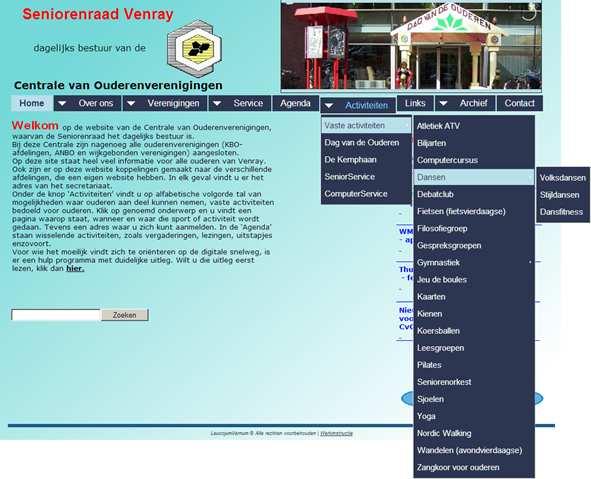 NIEUWE WEBSITE CENTRALE EN SENIORENRAAD De Centrale van Ouderenverenigingen heeft een nieuwe website. De naam is hetzelfde gebleven: www.seniorenraad.