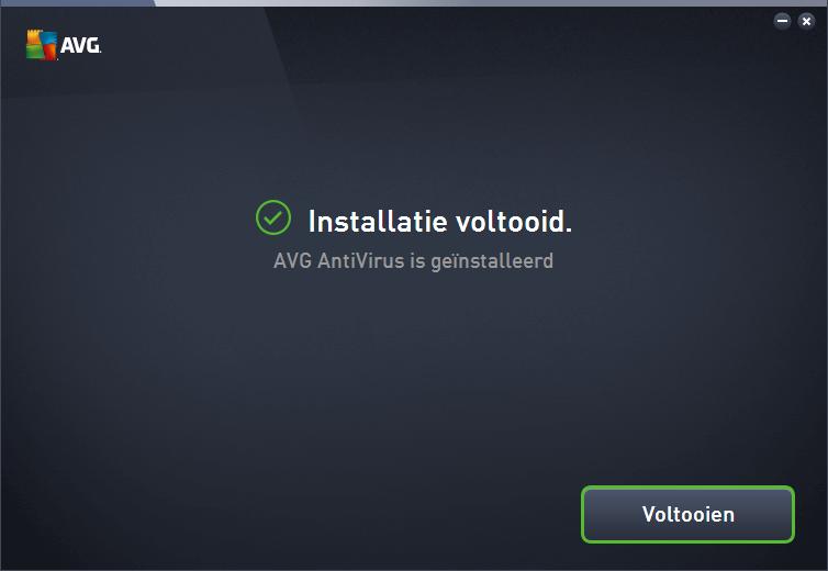 3.5. Installatie voltooid Het dialoogvenster Installatie voltooid vormt de bevestiging van het feit dat AVG