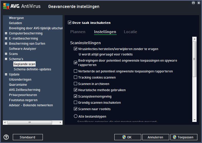 bepaalde tijd plant, kunt u deze optie inschakelen om er zeker van te zijn dat de scan achteraf alsnog wordt uitgevoerd als de computer op de geplande tijd is uitgeschakeld.