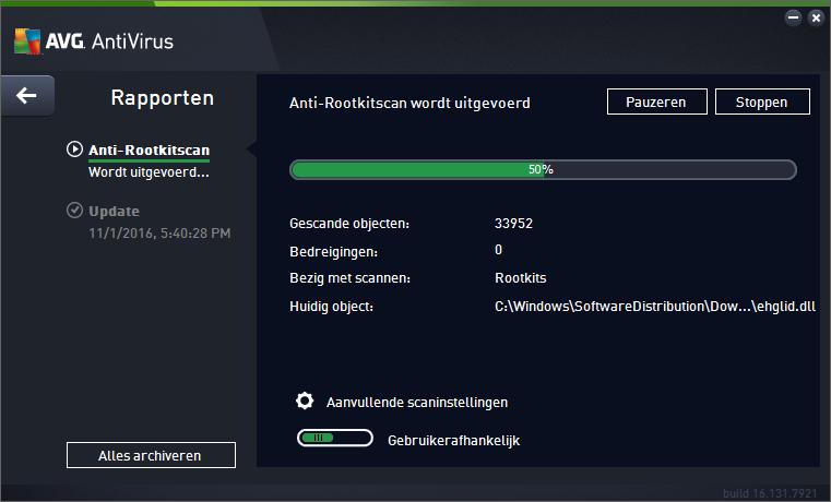 Scanconfiguratie bewerken U kunt de configuratie voor anti-rootkitscans bewerken in het dialoogvenster Anti-Rootkit instellingen (u opent het dialoogvenster via de k oppeling Instellingen voor