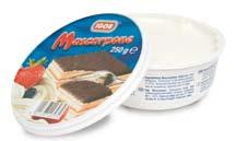 Artikel: 1109 Gewicht: 6x 300 gram Vet: 48 % Italië Mascarpone Mascarpone is een frisse en romige kaas, verkregen op basis van gepasteuriseerde en