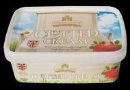 Artikel: 1571, 1570 Gewicht: 170 ml, 454 ml Herkomst: Engeland Vet: 55 % Double Devon Cream Clotted Cream met Brandy