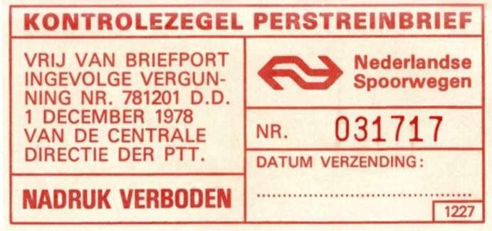 Stiefkinderen van de Filatelie Spoorwegzegels 1 Inleiding Het vervoer van post met de trein was een zaak van de PTT.