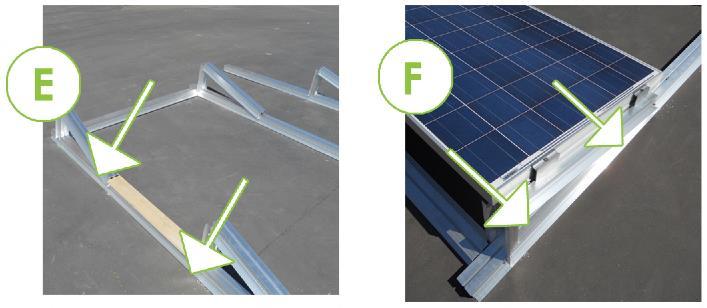 U dient hierbij een afstand tussen de verschillende rijen panelen van respectievelijk 45cm, 65cm en 86cm aan te houden, of met andere woorden 2,5 maal de hoogte van het paneel.