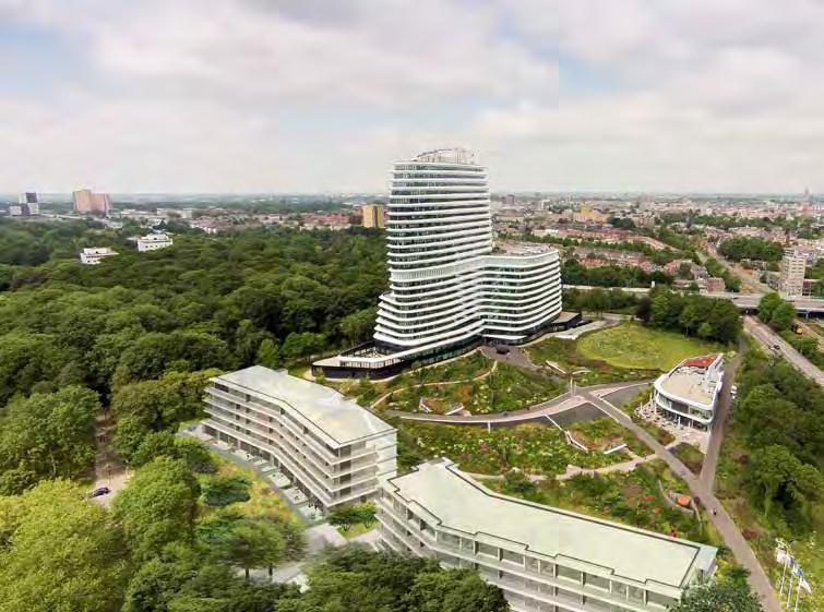 Er is gestreeft naar een soepele overgang, waarbij het woongebouw enerzijds aan de karakteristieke prairiebeplanting van de Stadstuin ligt, en anderzijds aansluit op de mantelvegetatie die de