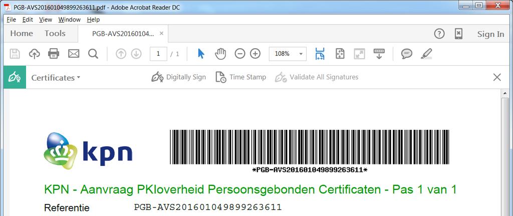 Open de PDF in Adobe Acrobat Reader DC Klik op Tools Klik op Certificates Er verschijnt een menu balk van Certificates Klik op
