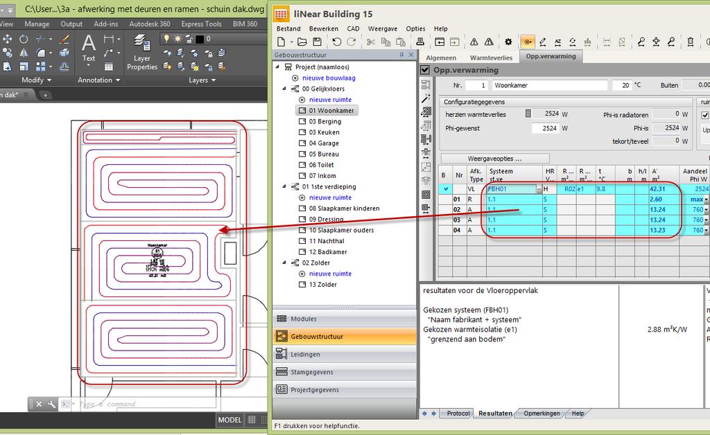 In AutoCAD wordt nu gevraagd om de startpagina aan te duiden. Klik hiervoor in je ruimte dichtbij de muur waarvan je de oriëntatie wil overnemen.