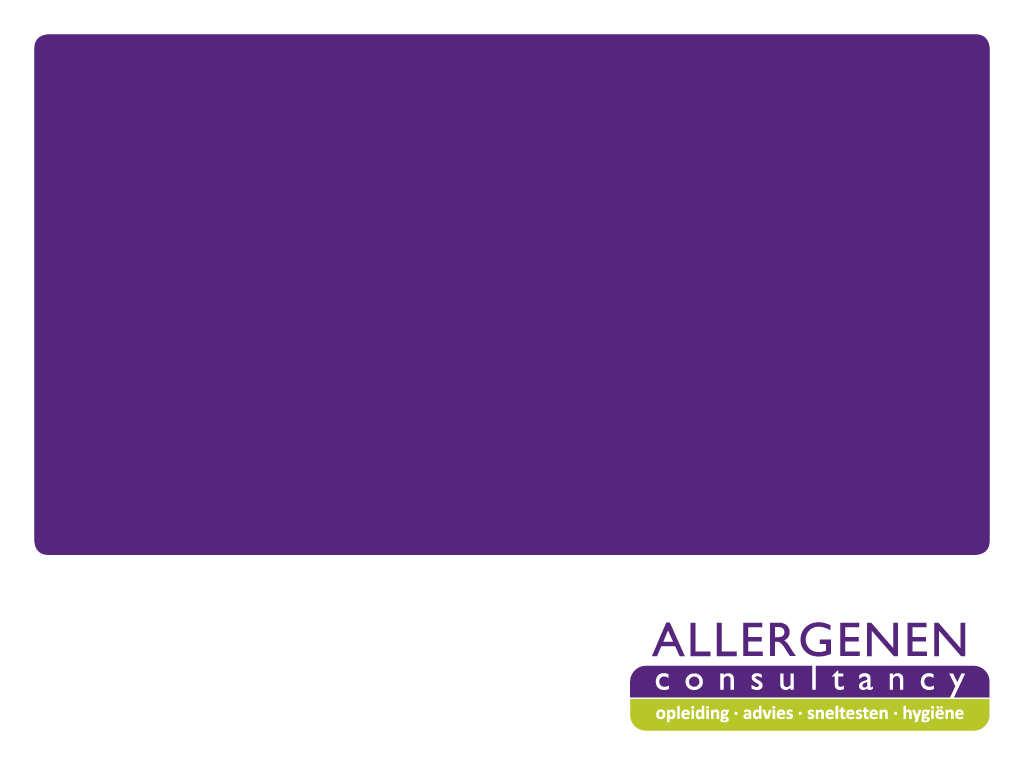 Praktische aanpak allergenen management Marjan van Ravenhorst 13 november 2014 Allergenenmanagement VMT Voorstellen: Levensmiddelentechnoloog én allergische consument Gericht op industrie en