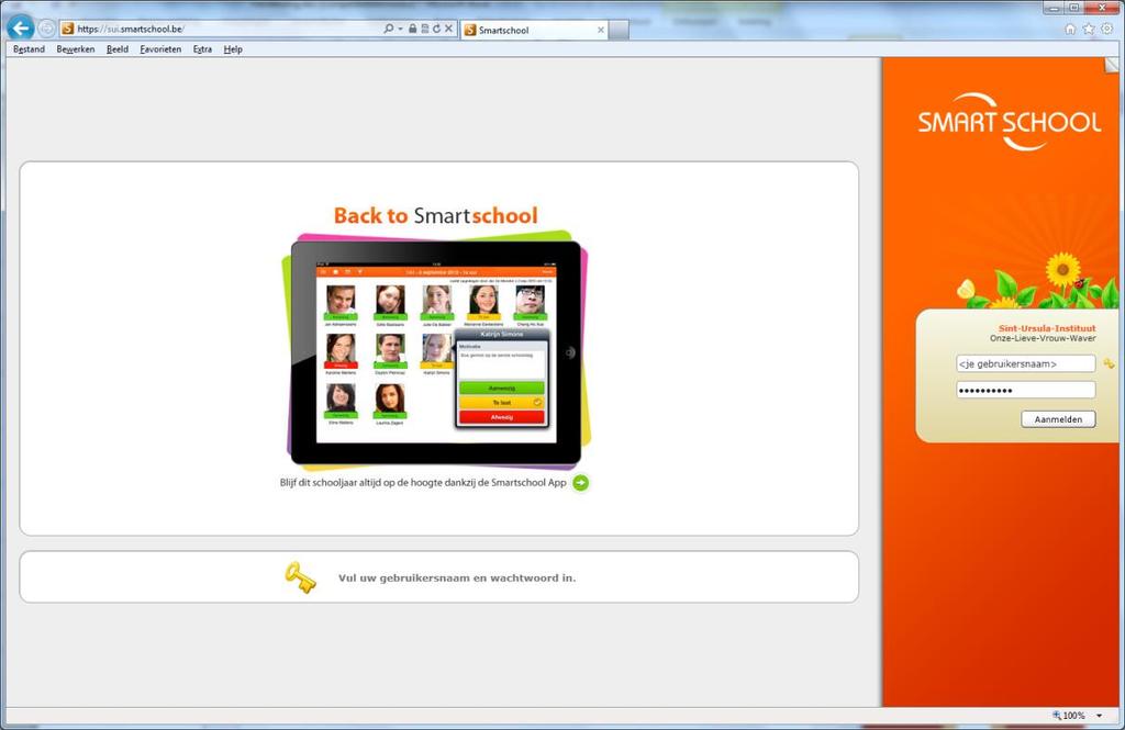 1 Aanmelden en afmelden 1.1 Aanmelden op Smartschool Eerst moet je je aanmelden op Smartschool.