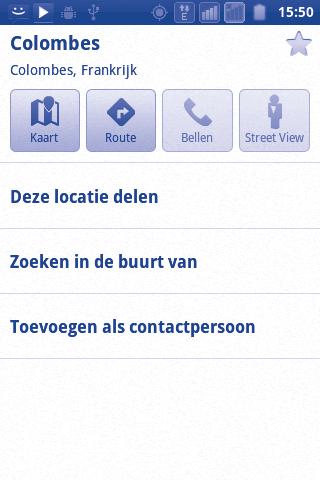 9.3 Een ster toekennen aan een locatie Net zoals u een bladwijzer aan een webpagina op internet kunt toevoegen, kunt u een ster aan een positie op de kaart toekennen voor later gebruik. 9.3.1 Een ster toekennen aan een locatie (of de ster verwijderen) Blijf een locatie op een kaart aanraken.