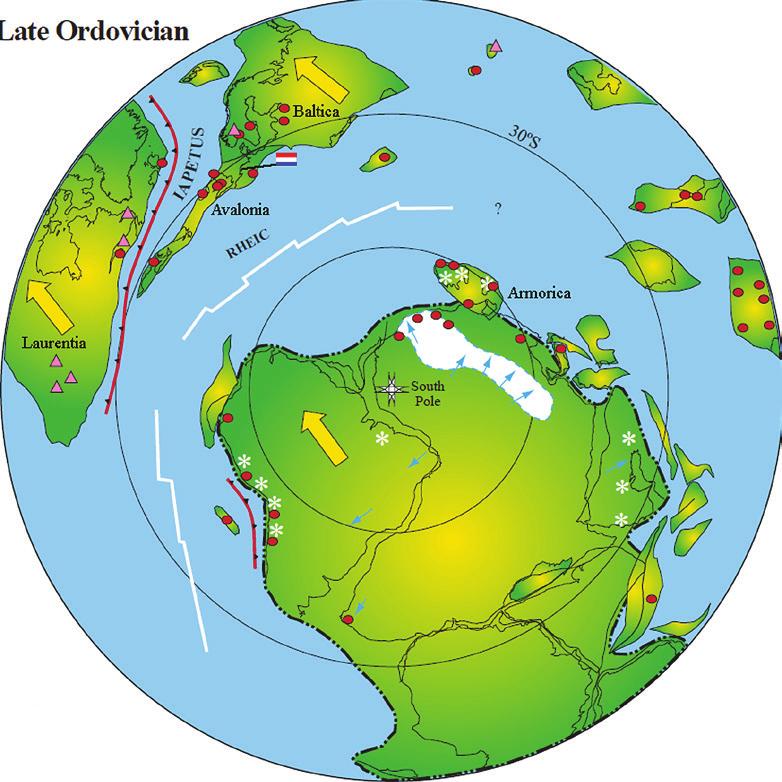 Na een reis van 40 miljoen jaar botst Avalonia tegen het einde van het Ordovicium (440 miljoen jaar geleden) met het continent
