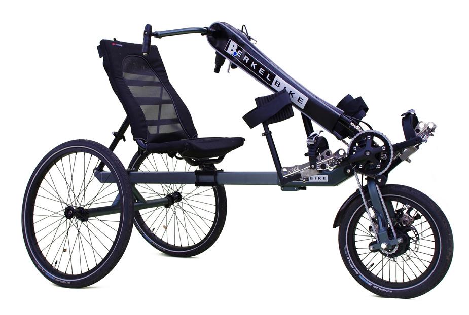 BerkelBike Pro De BerkelBike Pro is een complete driewieler waarbij de aandrijving geschiedt met zowel armen als benen. Zeer geschikt voor mensen met verminderde kracht in hun benen.