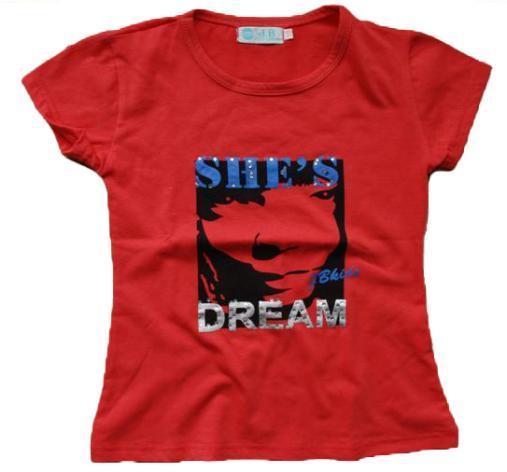 stuks Tieners Kist 30 T-shirt rood met glitterprint 4 stuks +/-