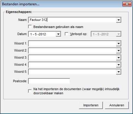 3.3 Importeren van bestanden Naast het scannen van documenten kunt u met RetSoft Archief ook een vooraf gescand bestand importeren.