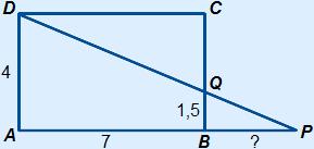 4.1 Goniometrische verhoudingen en gelijkvormigheid [2] Voorbeeld: Gegeven is de rechthoek ABCD. Bereken BP.