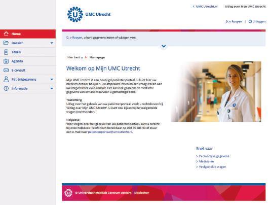 Patiëntenportaal Mijn UMC Utrecht open per 24 februari Vanaf 24 februari 2015 gaat het (vernieuwde) patiëntenportaal open voor alle patiënten van het UMC Utrecht.
