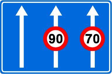 De aankondiging van een gevaar of een verkeersregel kan boven de rijbaan aangebracht worden, boven de rijstrook waarvoor ze bestemd